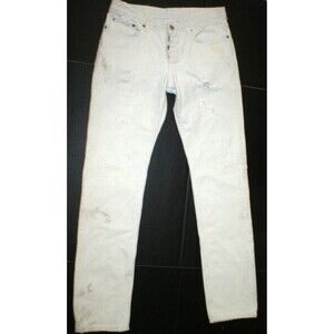 New NWT Womens 28 Designer Helmut Lang Italy Jeans White Skinny Destroyed Ripped